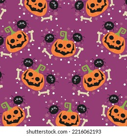 Collection of happy halloween patterns suitable for textile design and wrapping paper