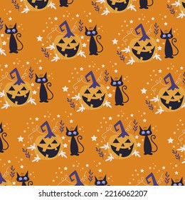 Collection of happy halloween patterns suitable for textile design and wrapping paper