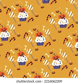 Collection of happy halloween patterns suitable for textile design and wrapping paper