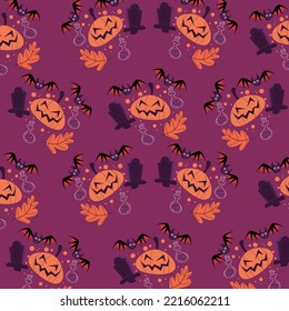 Collection of happy halloween patterns suitable for textile design and wrapping paper