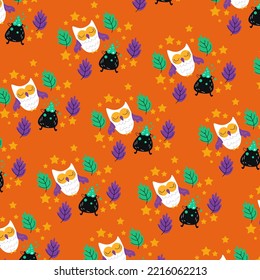 Collection of happy halloween patterns suitable for textile design and wrapping paper
