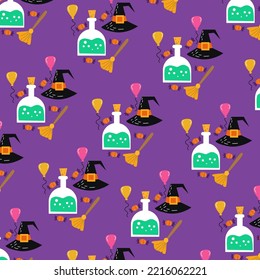 Collection of happy halloween patterns suitable for textile design and wrapping paper