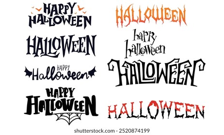 collection of Happy Halloween Text.Stylish design of Happy Halloween vector lettering.Happy Halloween Text Banner,Vector eps