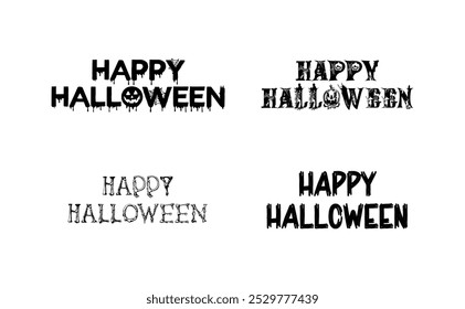 collection of Happy Halloween Text.Stylish design of Happy Halloween vector lettering. Halloween text vector set design, Happy Halloween Text Banner,Vector