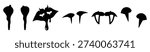 Collection of Happy Halloween vampire bite mark silhouette icon set. Vector illustration on white background.