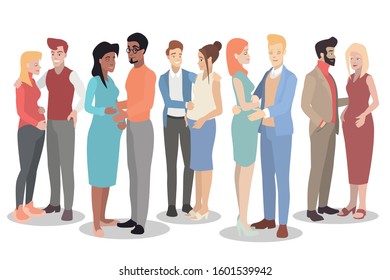 Collection of happy married couples, pregnant women with husbands. Ideal for social advertising.