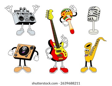 Collection Of Happy Music Instrument Character