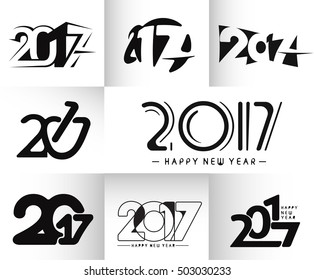 Collection of Happy new year 2017 text design vector background