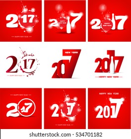 Collection Happy New Year 2017 Abstract posters. 