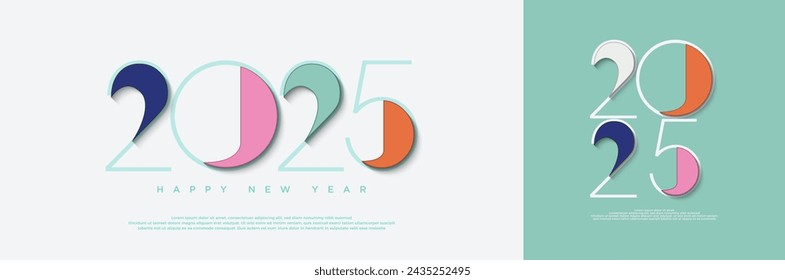 Collection of happy new year 2025 numbers with some unique and clean numbers. Premium vector design for 2025 new year banner, poster and template. 2025 year celebration.