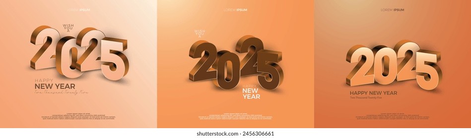 Collection of Happy New Year 2025 Designs. Elegant premium vector design. With 3D number design for 2025 new year celebration. Design for posters, banners and social media posts.