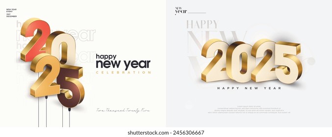 Collection of Happy New Year 2025 Designs. Elegant and beautiful poster designs. Vector premium design for a 2025 poster, card, calendar and social media post.