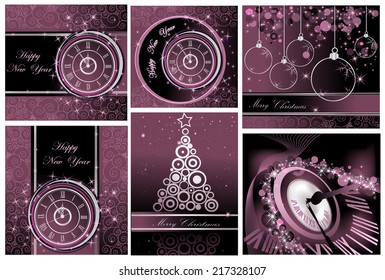 Collection of Happy New Year and Merry Christmas backgrounds