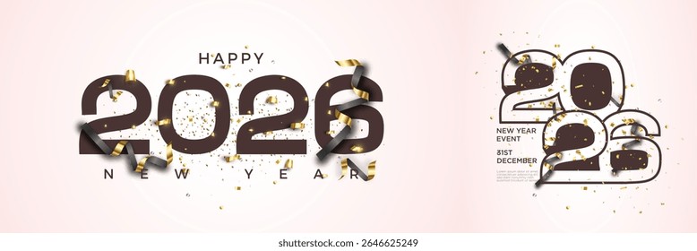 Collection of happy new year numbers 2026. 2026 with several unique numbers. Ptrmium vector design for banner, poster, template new year 2026.