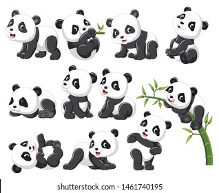 Collection Of Happy Panda With Various Posing