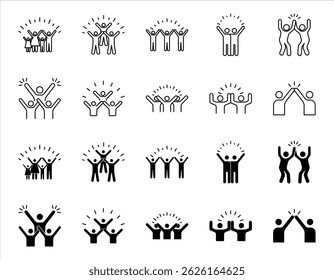 Collection of happy people icons set, friends party, happy feelings. For your website, logo, app, UI design. illustration, isolated on white background.
