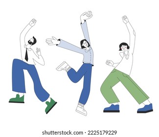 Collection of happy people jumping. People rejoice in success. Vector illustration in flat and outline style