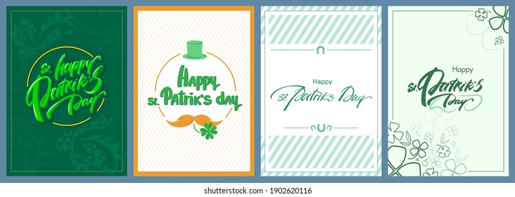 Collection of Happy St. Patrick's Day cards. Beautiful holiday posters.