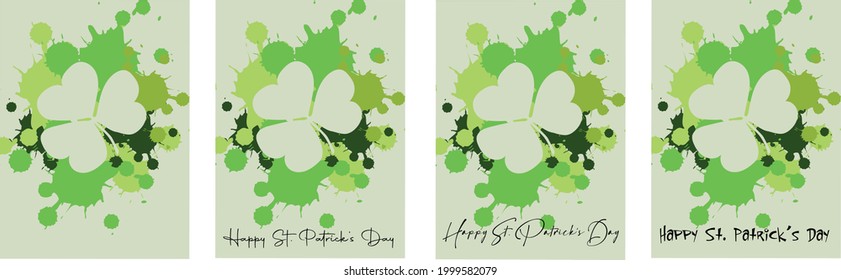 Collection of Happy St. Patrick's Day greeting cards with shamrock on green background. Can be used as a banner or poster.