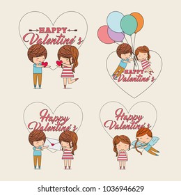 collection happy valentines couple message heart balloons