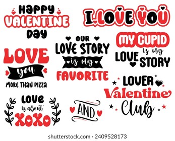 Collection of Happy Valentine's Day sublimation bundle black and red design