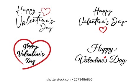 Collection of "Happy Valentine's Day" Typography in Various Styles stock illustration