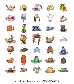  Collection of Hats, Hand Drawn.