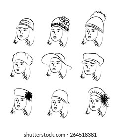 Collection of hats(with heads)