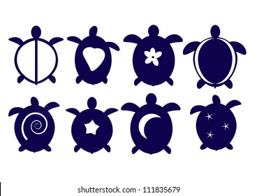 Collection of Hawaiian turtle silhouettes