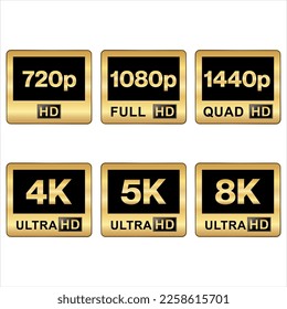 Collection of HD and ultra HD icons vector illustration