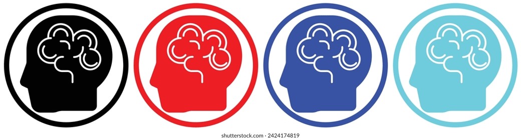 collection of head icons, Human brain icon in line style. For your design, logo. Vector illustration. Editable stroke, icon set 