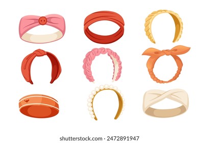 Collection of headband with different shapes and color vector illustration isolated on white background