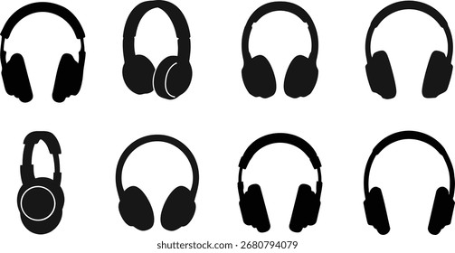A collection of headphone silhouettes for artwork compositions
