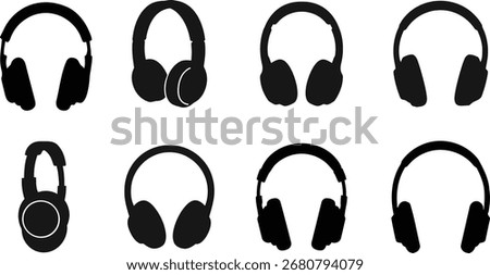 A collection of headphone silhouettes for artwork compositions