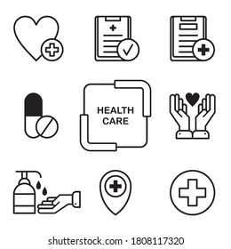 collection of health icons with outline style