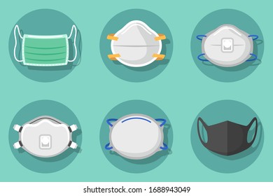 collection of health masks for coronavirus protection flat illustration vektor