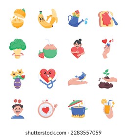 Collection of Healthy Diet and Self Care Stickers 

