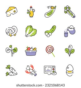 Collection of Healthy Food Sketchy Icons 

