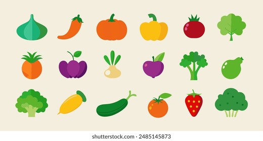 Collection for Healthy Living and Culinary Designs. berry icons set, botanical edible plants clipart, citrus graphic images, culinary ingredients drawings, edible natural products designs.