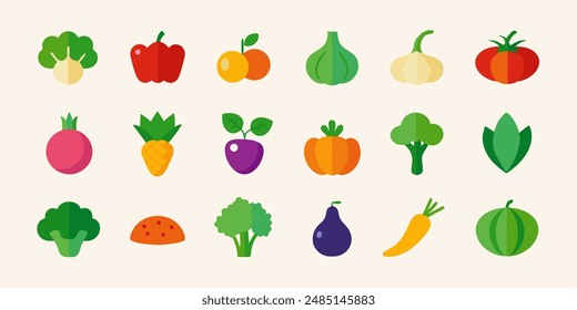 Collection for Healthy Living and Culinary Designs. berry icons set, botanical edible plants clipart, citrus graphic images, culinary ingredients drawings, edible natural products designs.