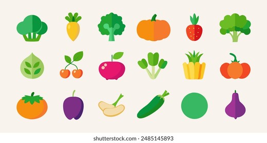 Collection for Healthy Living and Culinary Designs. berry icons set, botanical edible plants clipart, citrus graphic images, culinary ingredients drawings, edible natural products designs.