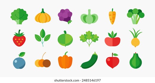 Collection for Healthy Living and Culinary Designs. berry icons set, botanical edible plants clipart, citrus graphic images, culinary ingredients drawings, edible natural products designs.