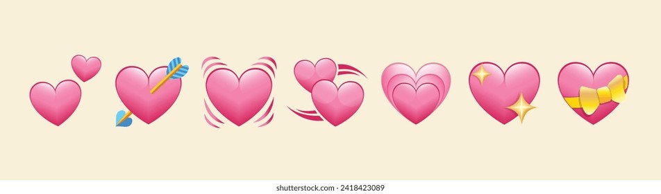 Kollektion von buntem, herzhafter Vektorset einzeln auf weißem Hintergrund, Liebessymbol. Valentinstag. Liebesset-Vektorpng