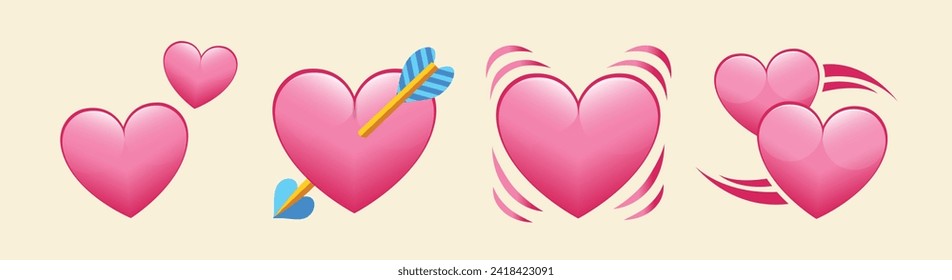 Collection of heart colorful vector set Isolated on White Background, Love Symbol. Valentine's Day. love set vector png