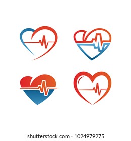 Collection of heart ekg template vector