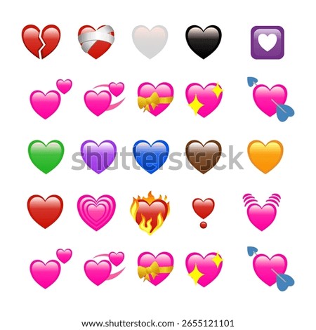 Collection of heart emojis with different colors and styles