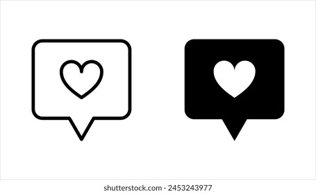 Collection of Heart icon set, Symbol of Love Icon flat style modern design Isolated on white Background. Vector illustration.
