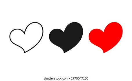 Collection of Heart icon, Symbol of Love Icon flat style modern design Isolated on Blank Background. Vector illustration.