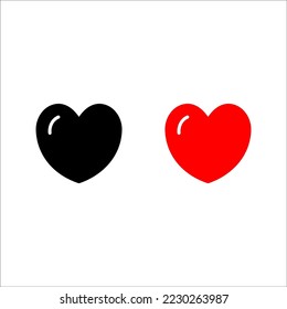 Collection of Heart icon, Symbol of Love Icon flat style modern design Isolated on Blank Background. Vector illustration.