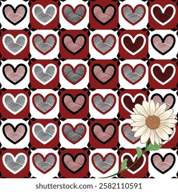 Collection of heart icons with a cute flower, Vector set symbol icon, illustration graphic design.
